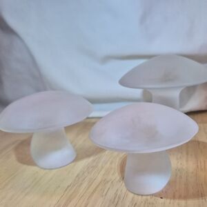 Elegant  Vuntage Frosted Viking Glass Glass Mushroom Decr Set
